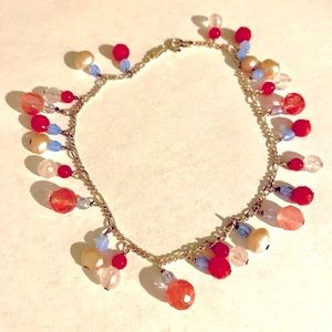 Sterling silver anklet with gemstones